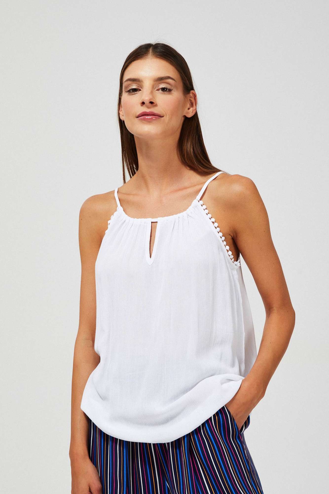Marisse Viscose Top With Straps L-Ko-3464 White