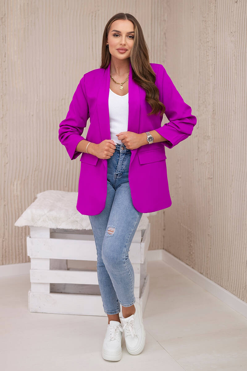 Levně Elegantní sako s klopami fialové