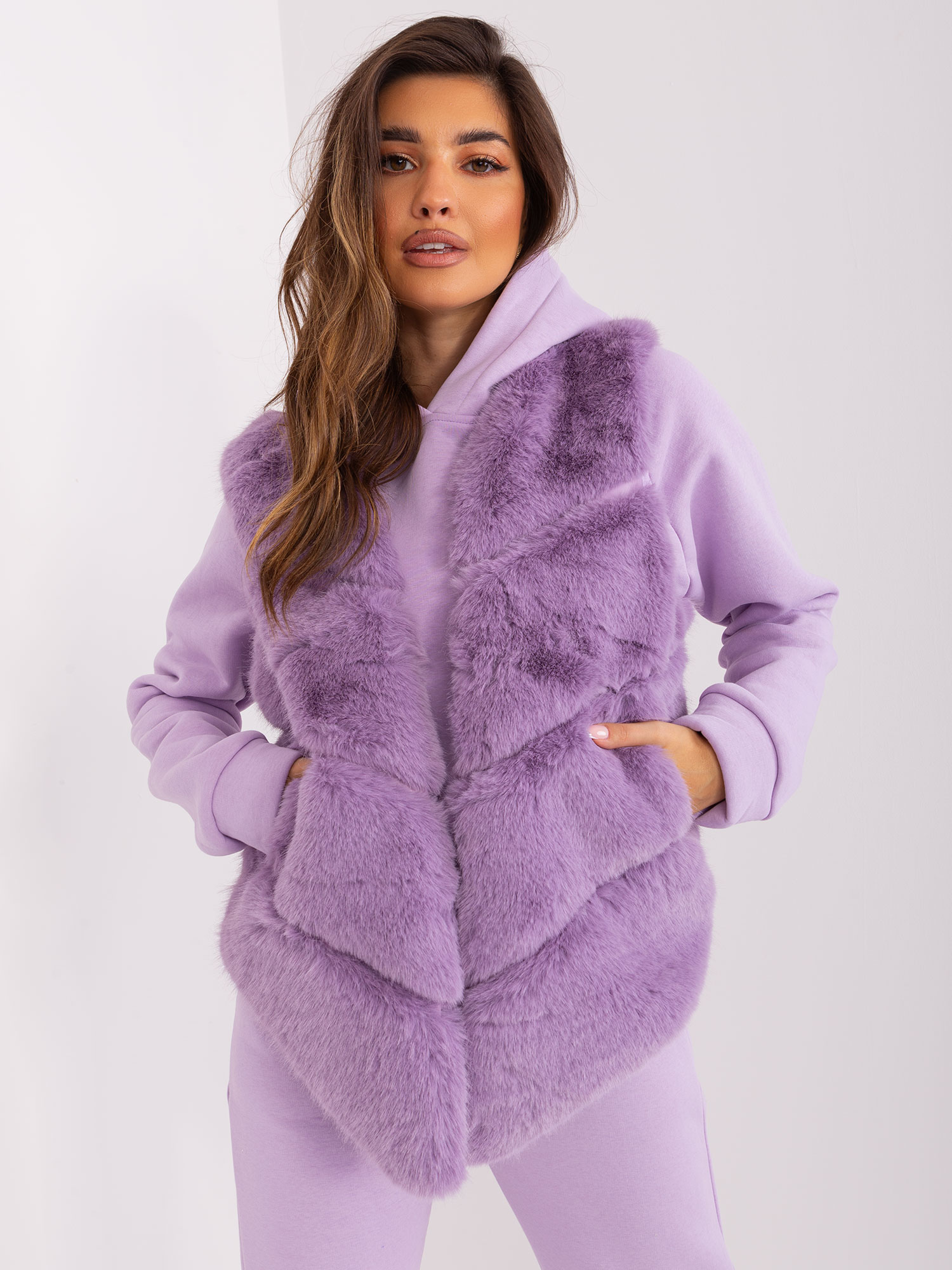 Light purple women's faux fur vest