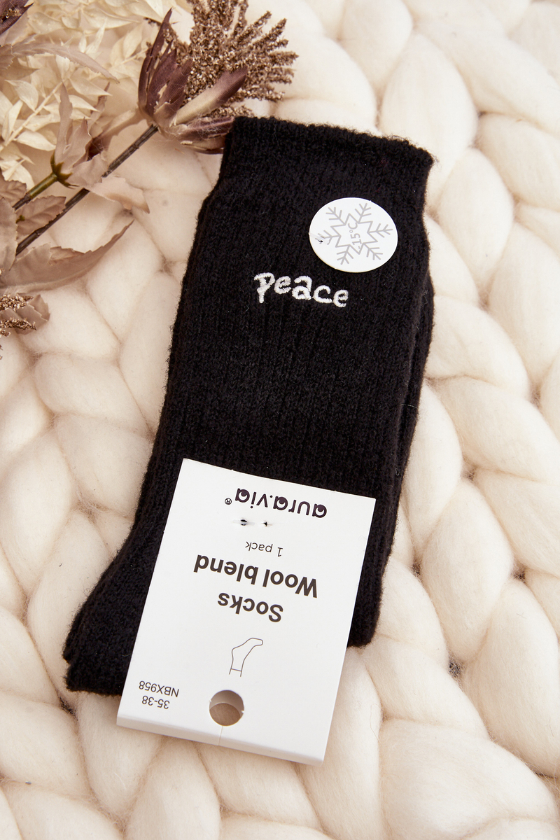 Women’s warm socks with black lettering