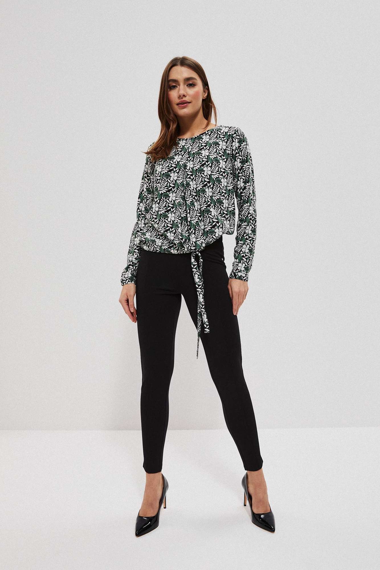 Shirt with plant print - black