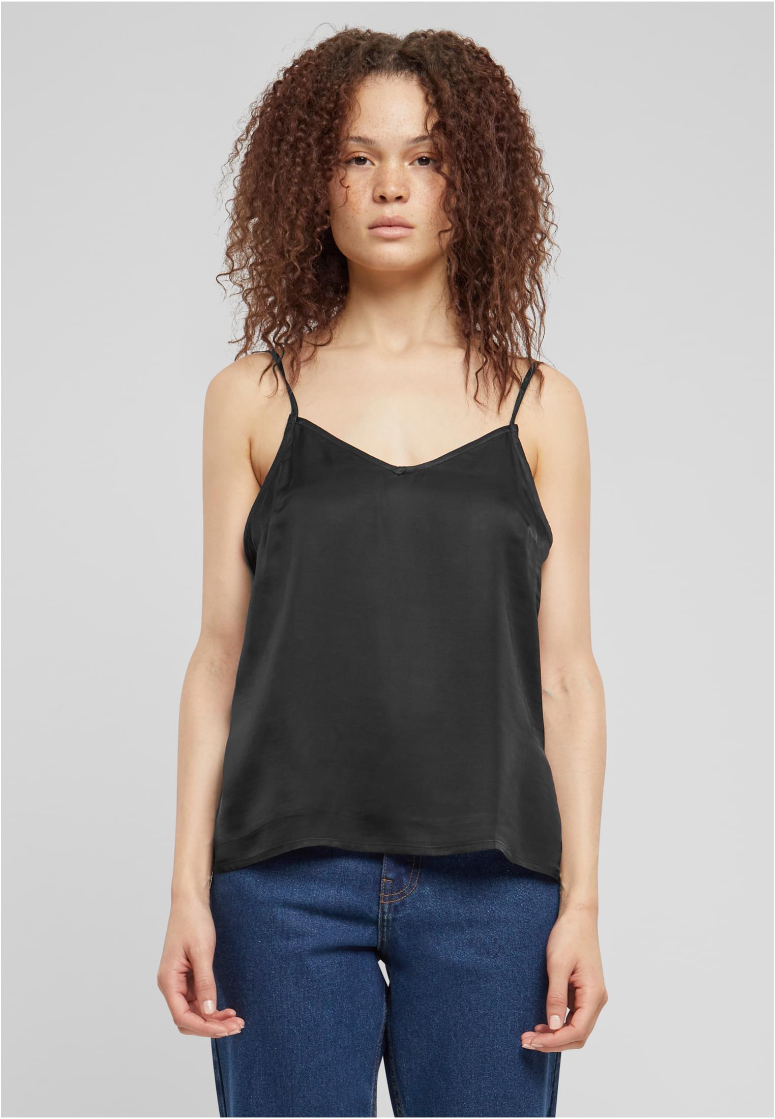 Women's Visse Satin Tank Top - Black