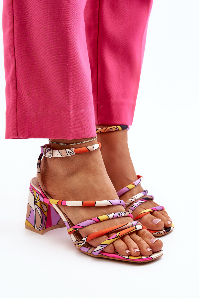 Patterned high-heeled sandals Purple Jenglla
