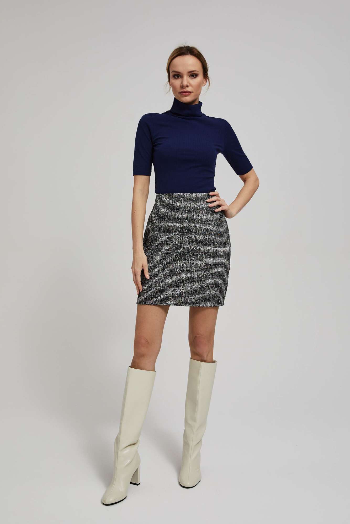 Ribbed turtleneck blouse