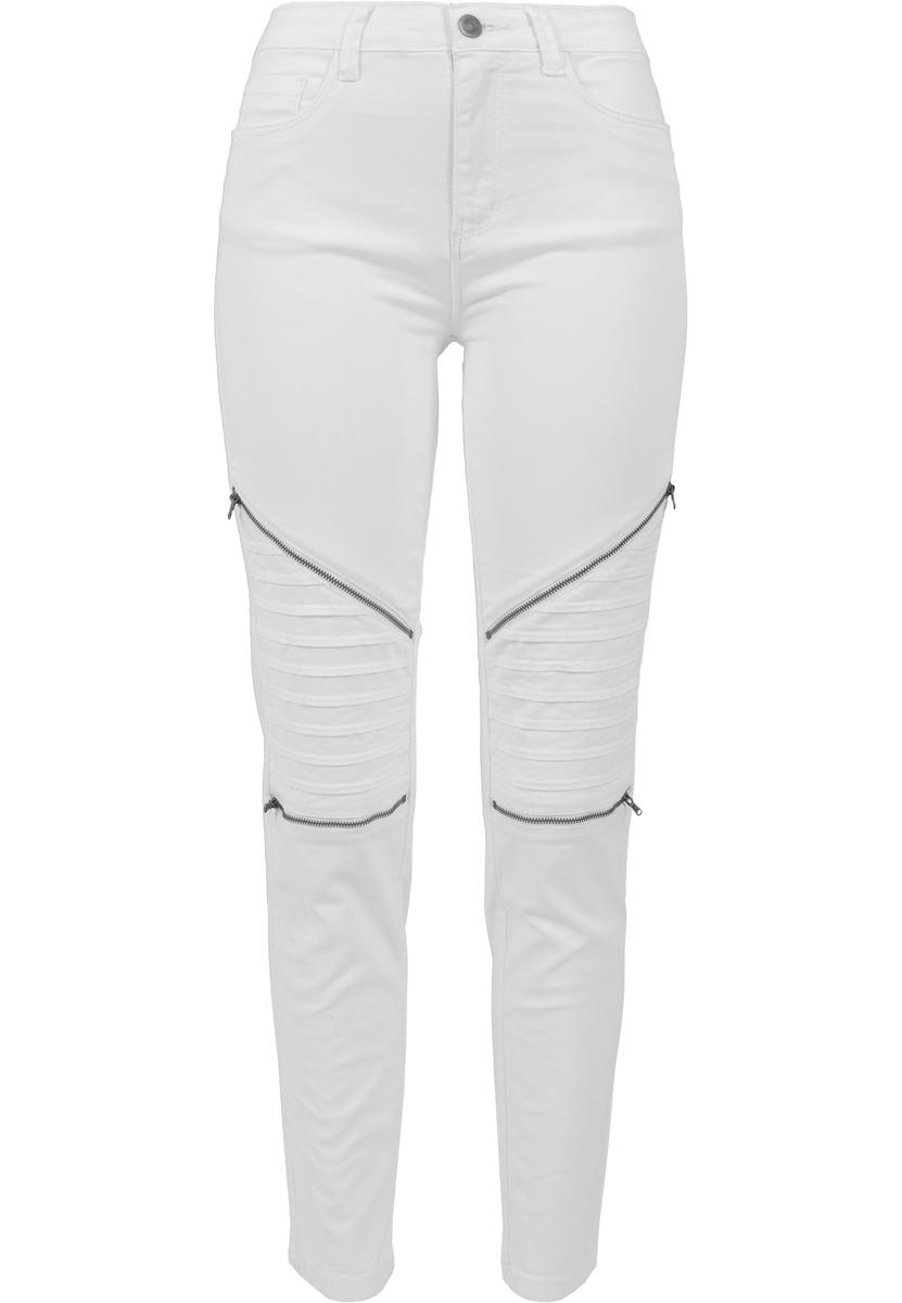 Doamnelor Stretch Biker Pantaloni alb