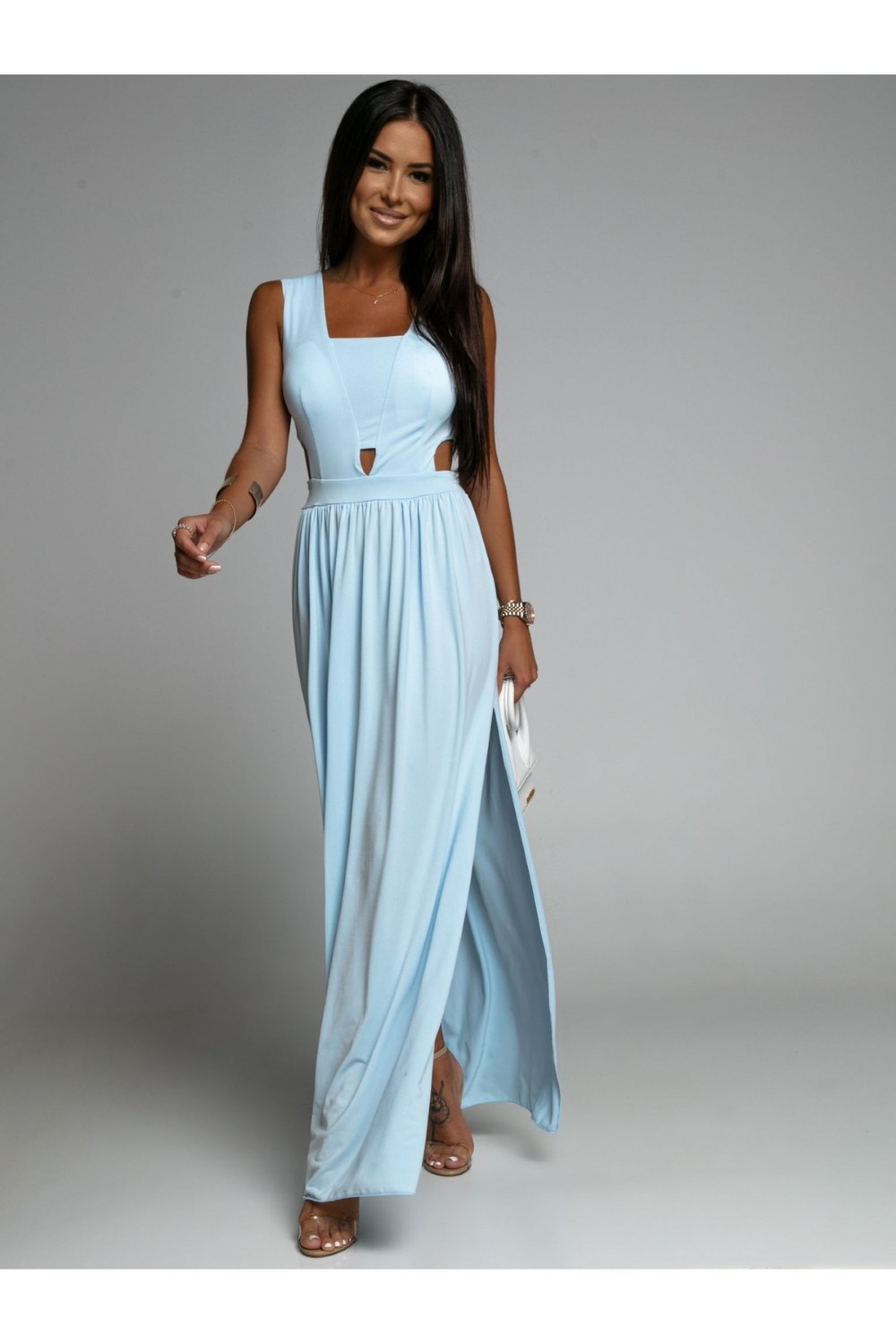 Maxi blue dress with cut-outs