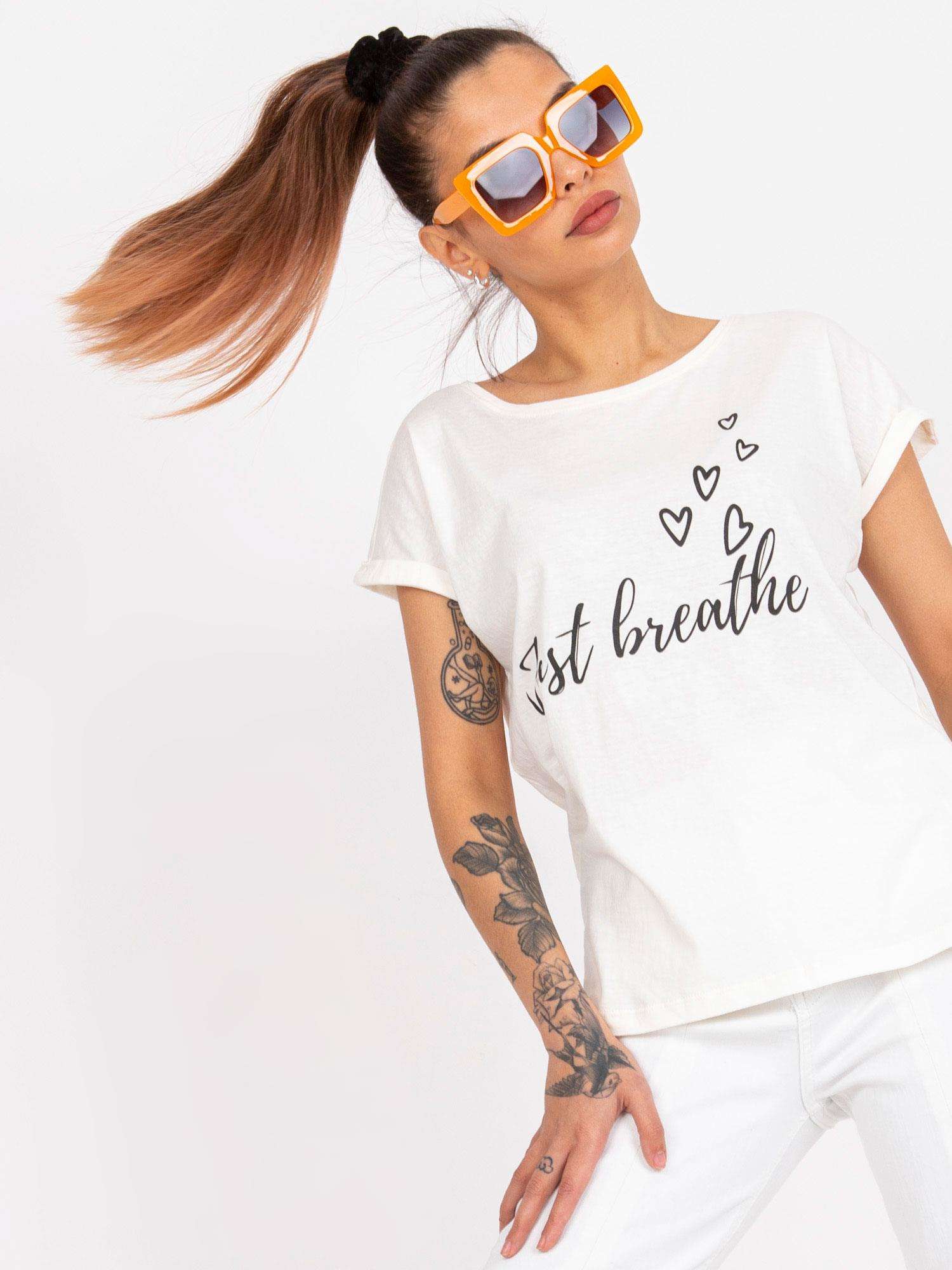 Beige Women's Short Sleeve T-shirt With Pole Inscription
