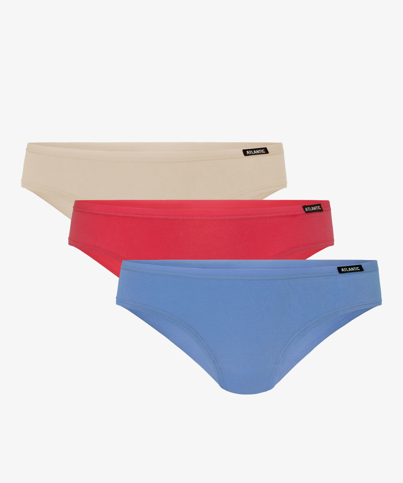 Levně Dámské kalhotky Bikini ATLANTIC 3Pack - ecru, korál, modrá