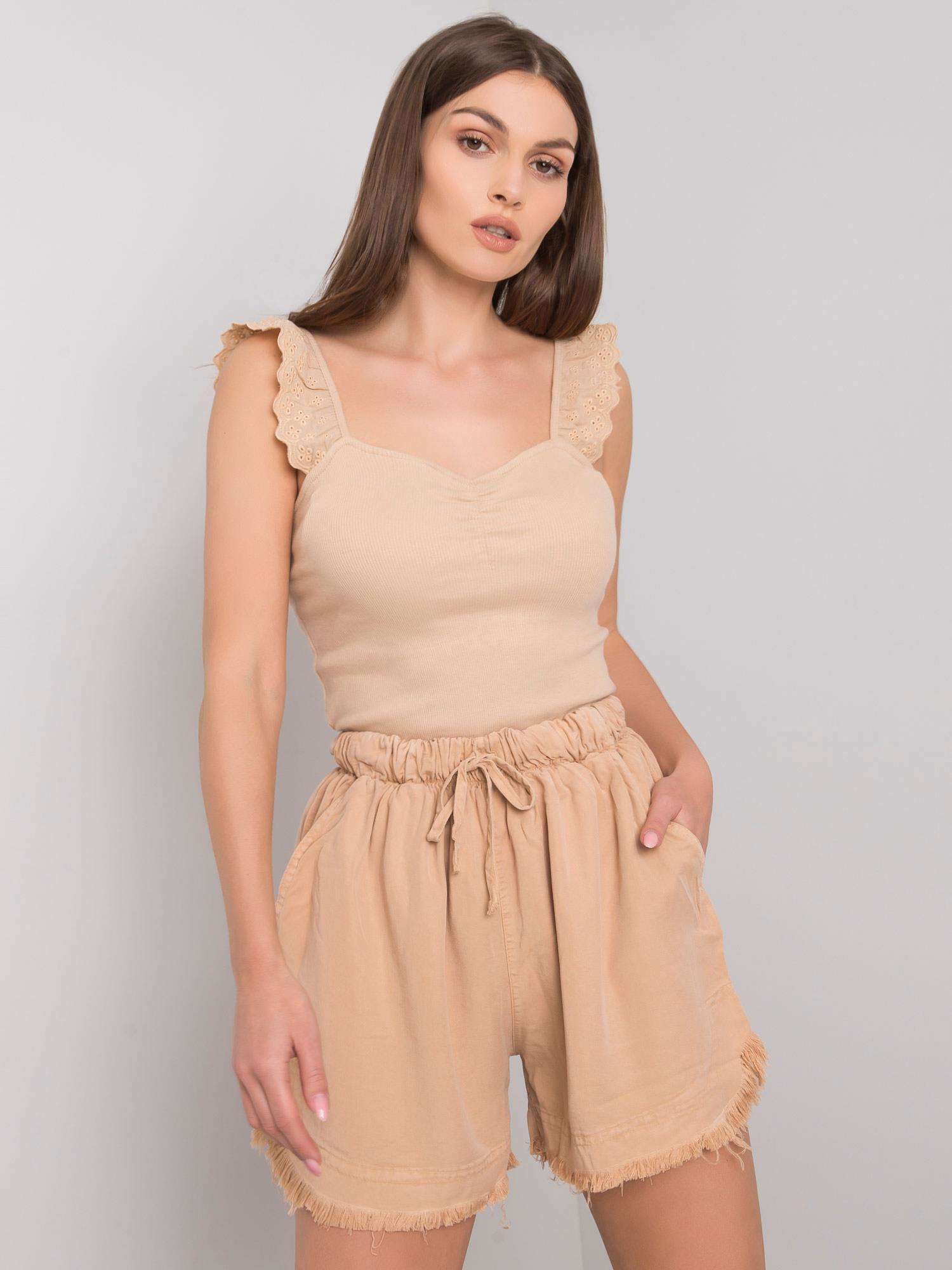 Women's Camel Shorts With Drawstrings