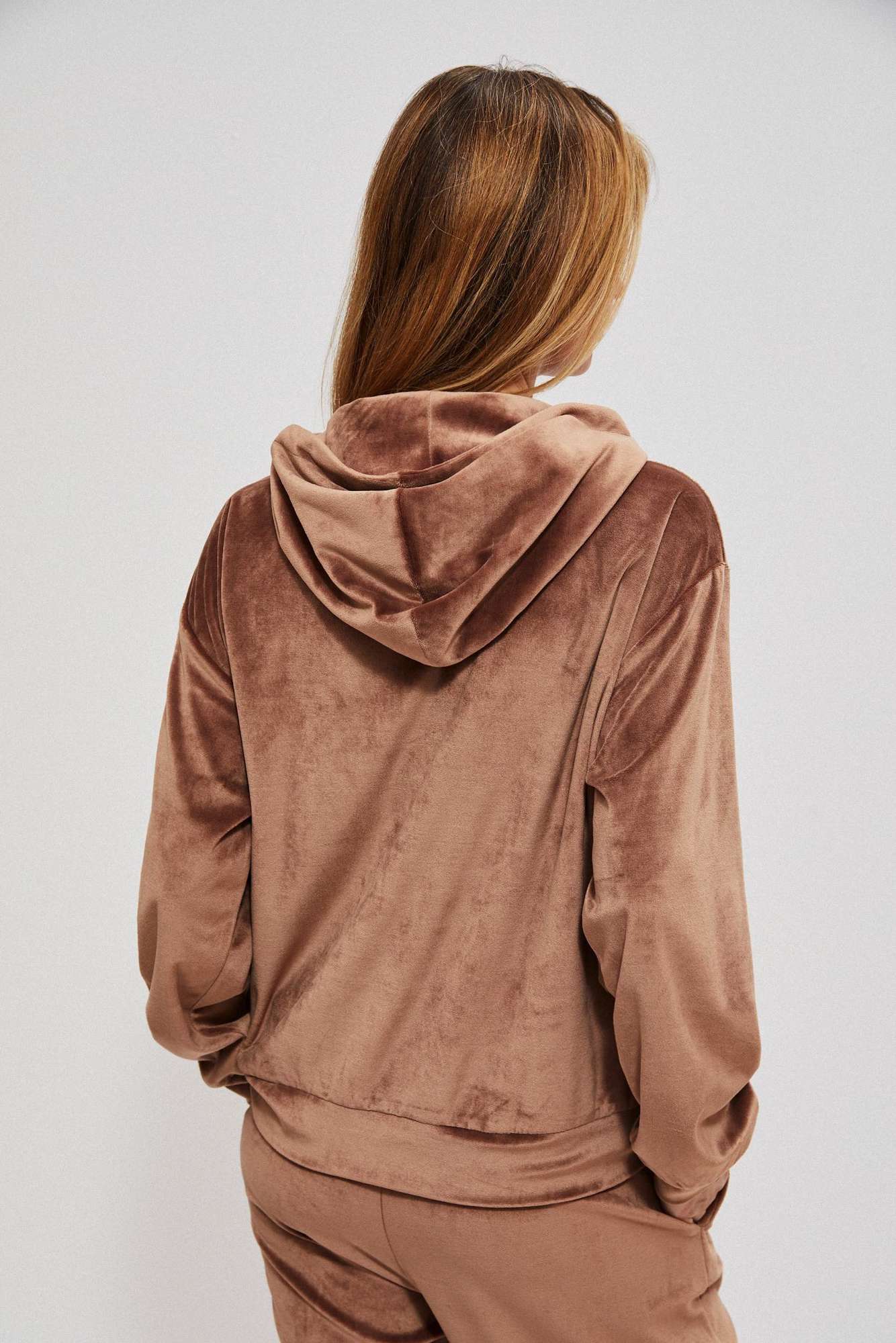 Velour hoodie - beige