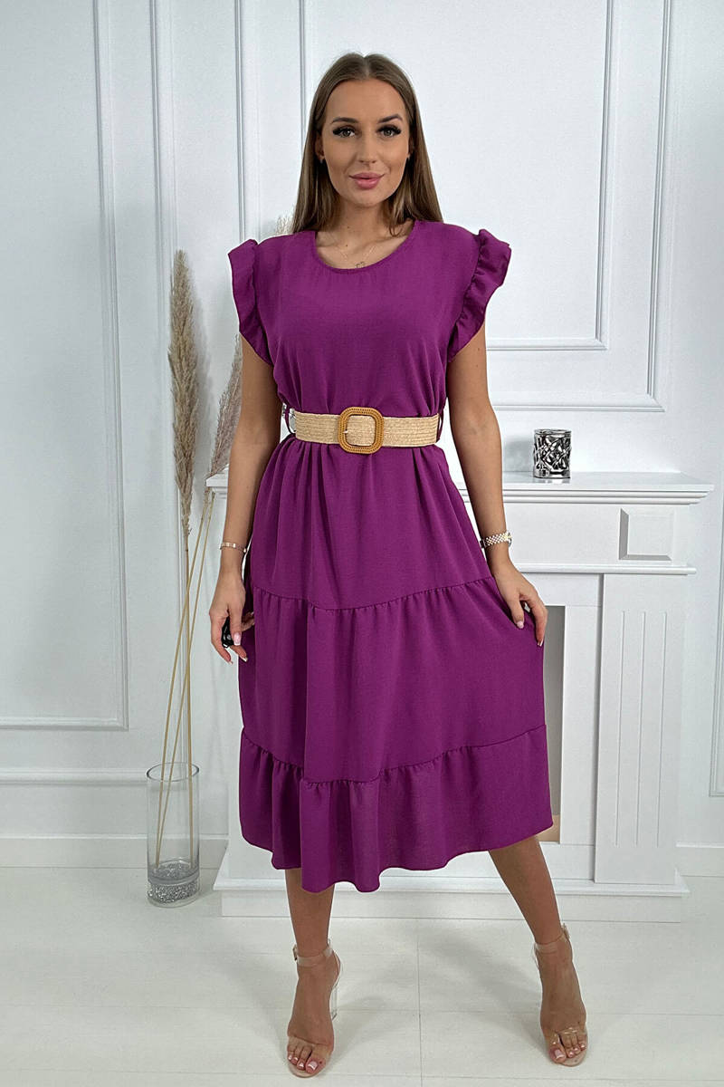 Dress with ruffles dark purple