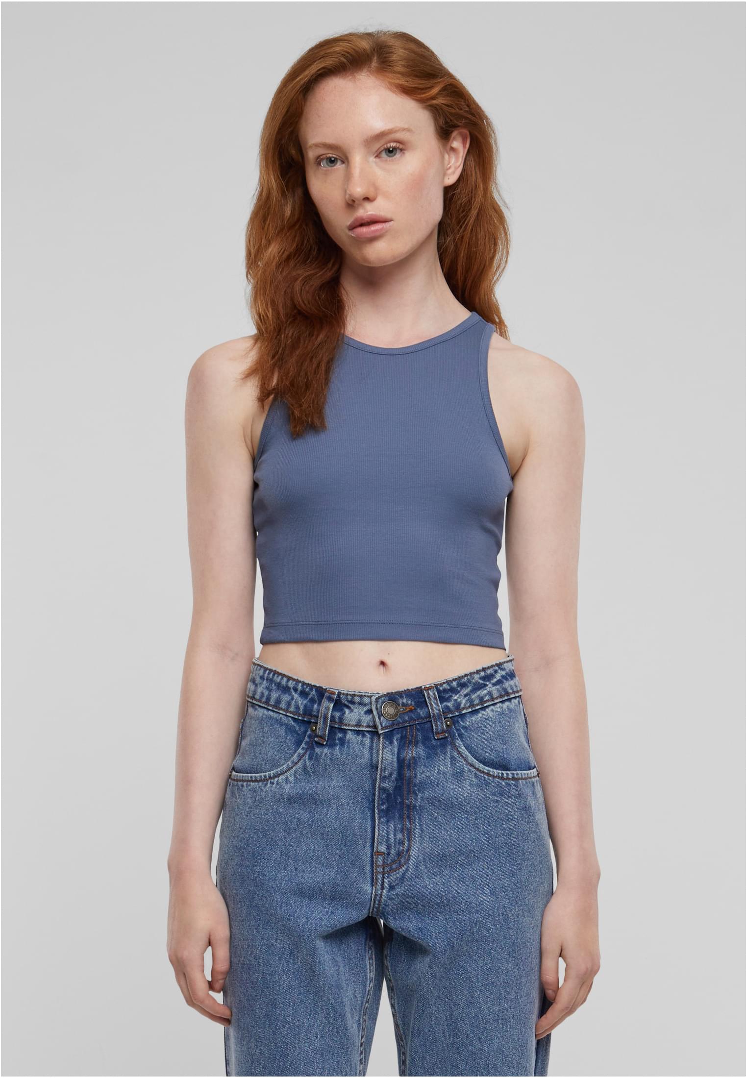 Levně Dámský Cropped Rib Top - modrý