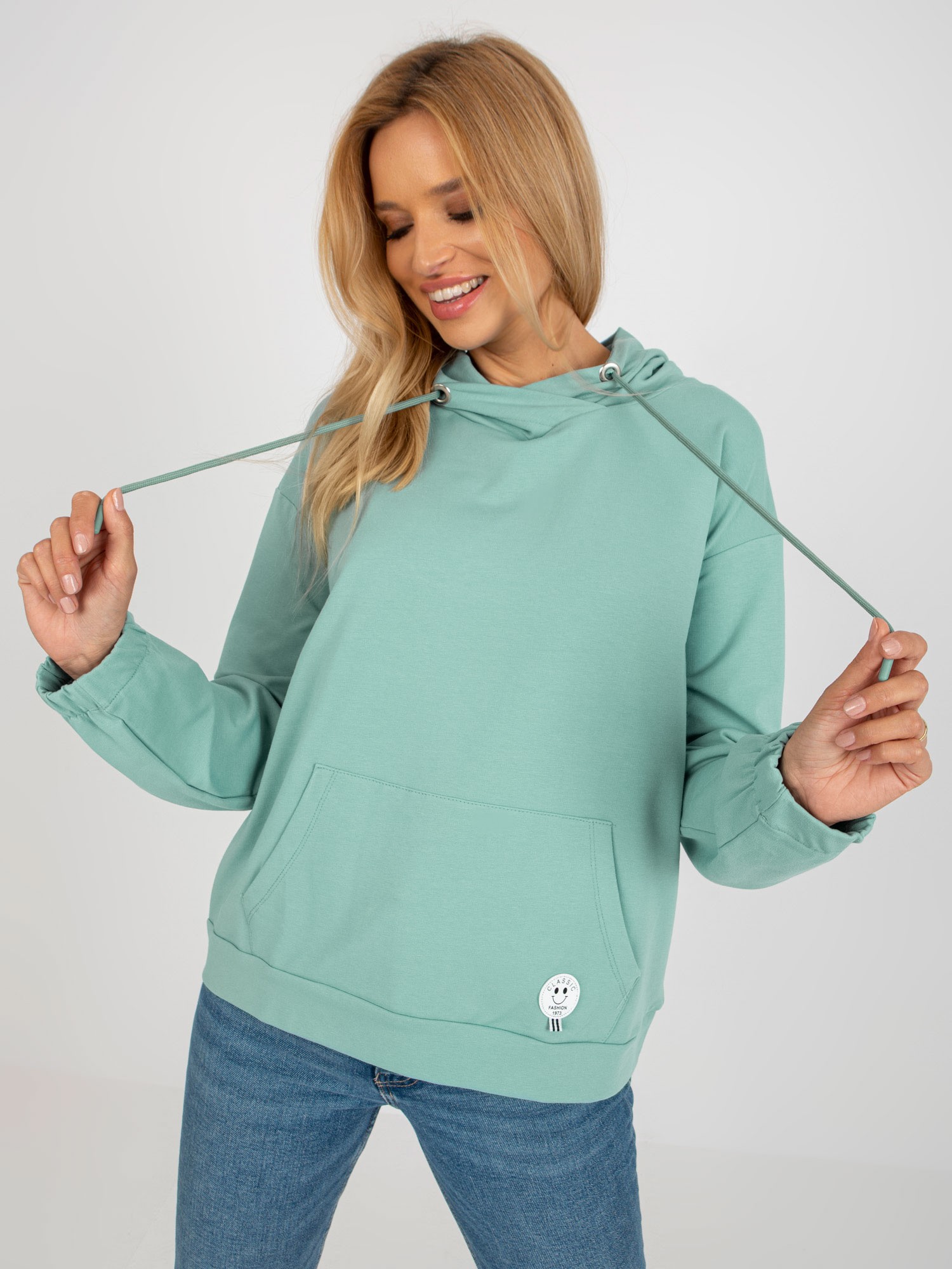 Pistachio Women's Patch Kangaroo Sweatshirt