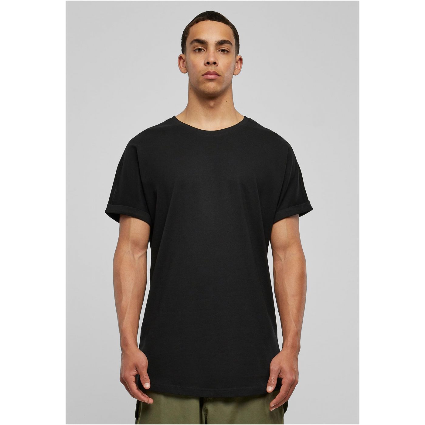 Long T-shirt Turnup Tee Black