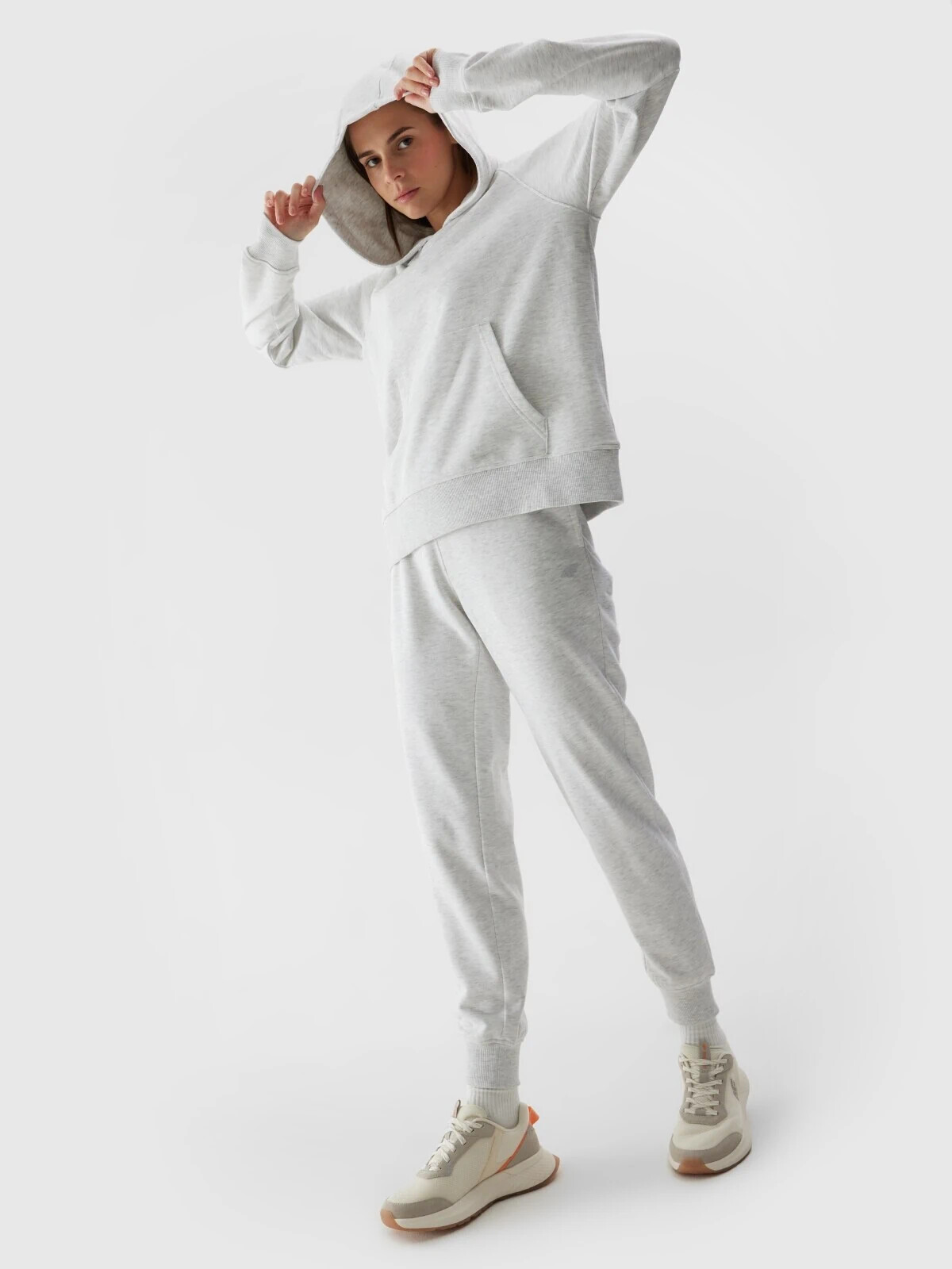 Women's sweatshirt without fastening and hooded 4F - grey