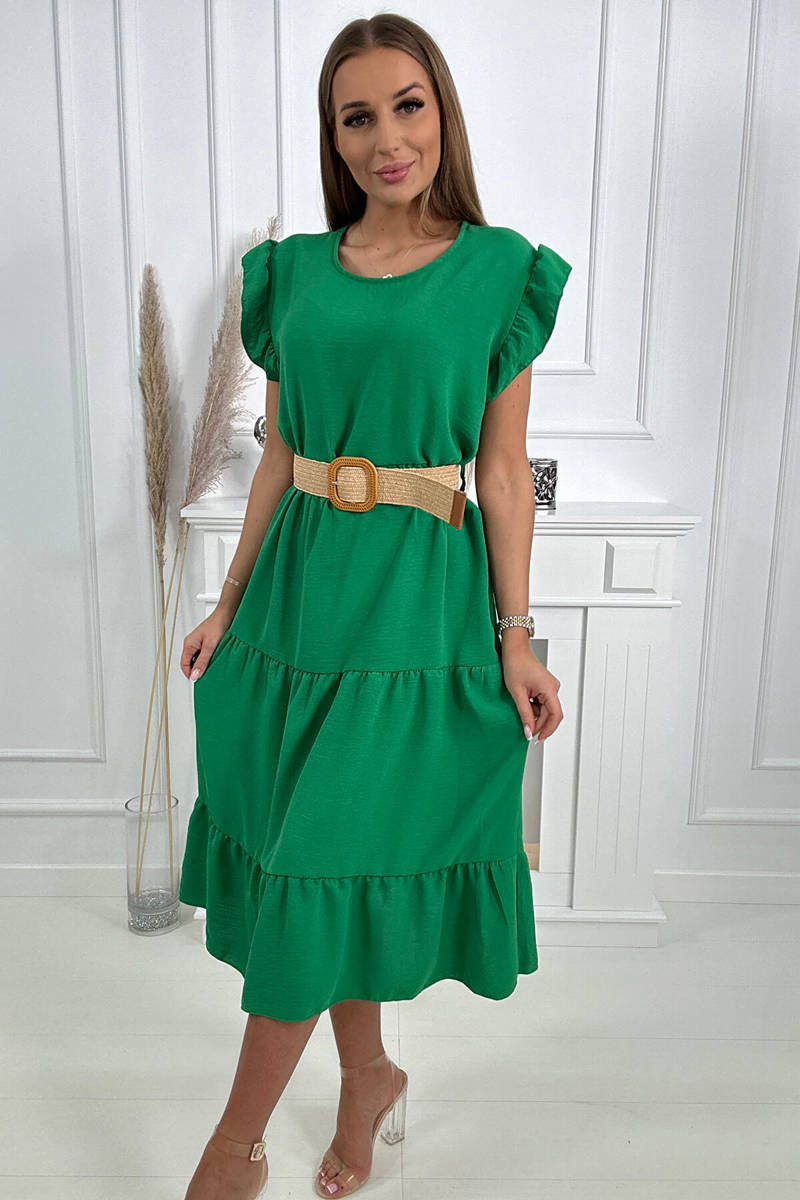 Dress with ruffles green