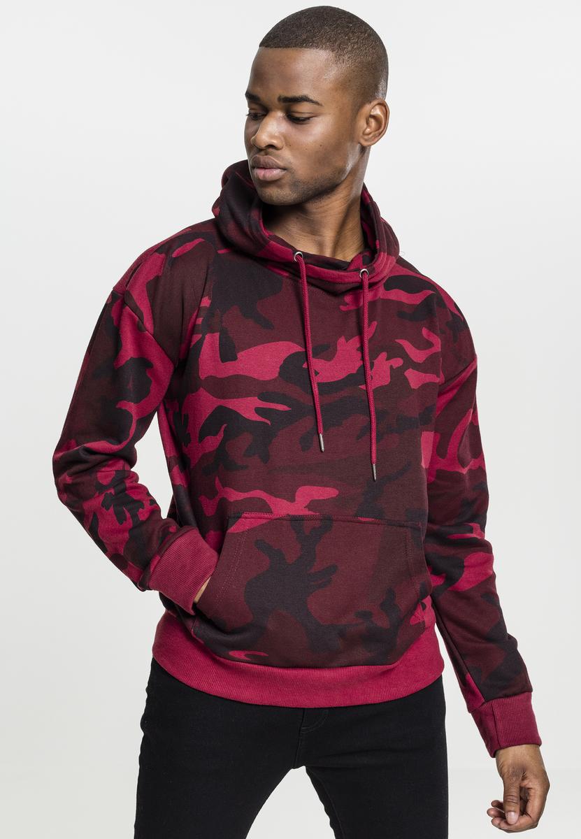 High Neck Camo Hoody Burgundy Camouflage