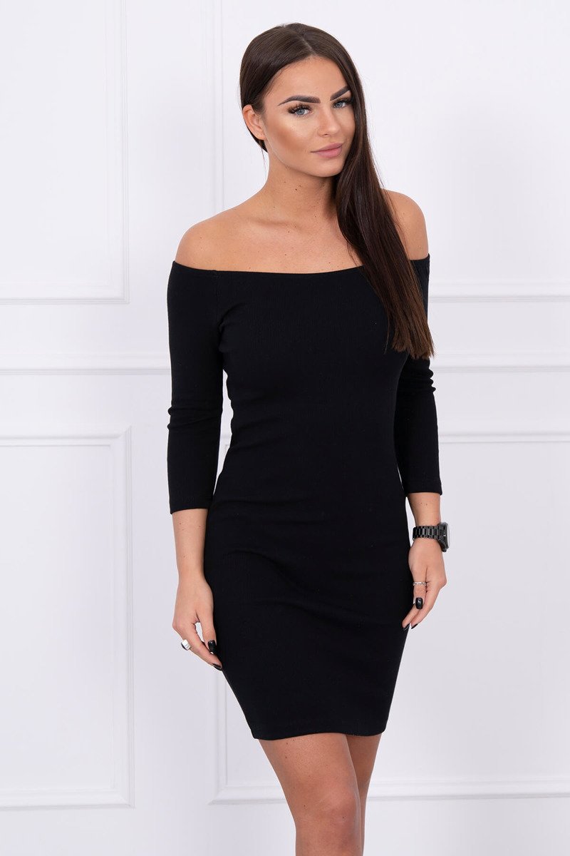 Fitted dress - ribbed black