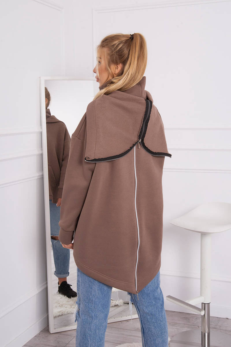 Insulated sweatshirt with zipper at the back mocca