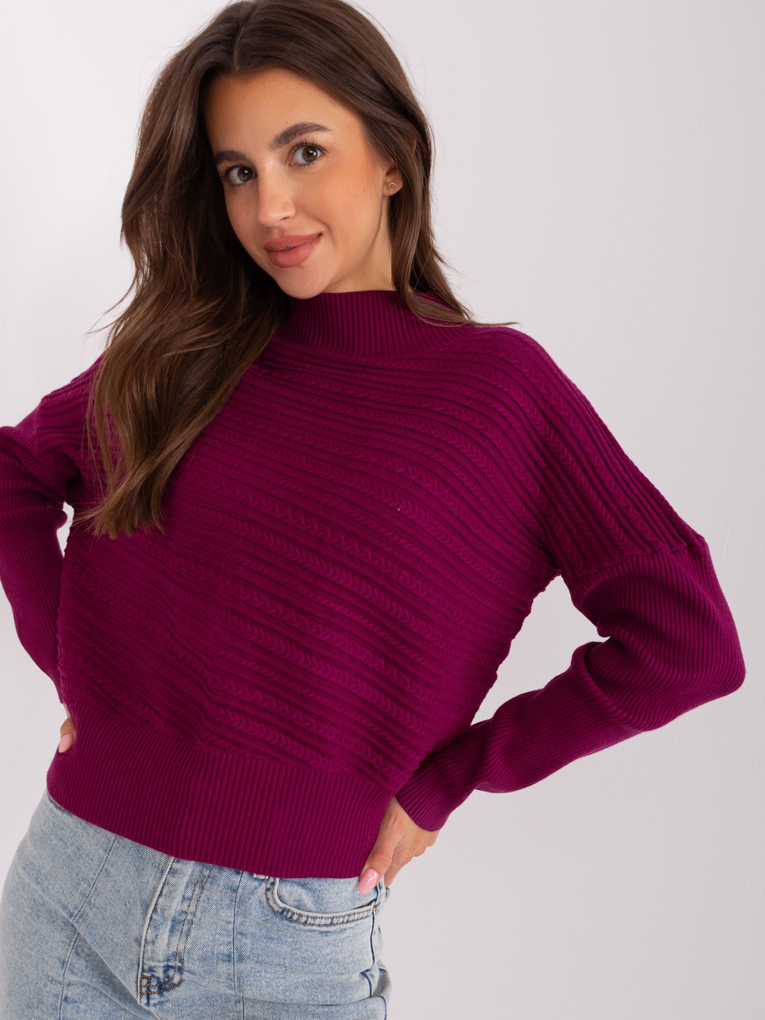 Purple Asymmetrical Bat Sweater