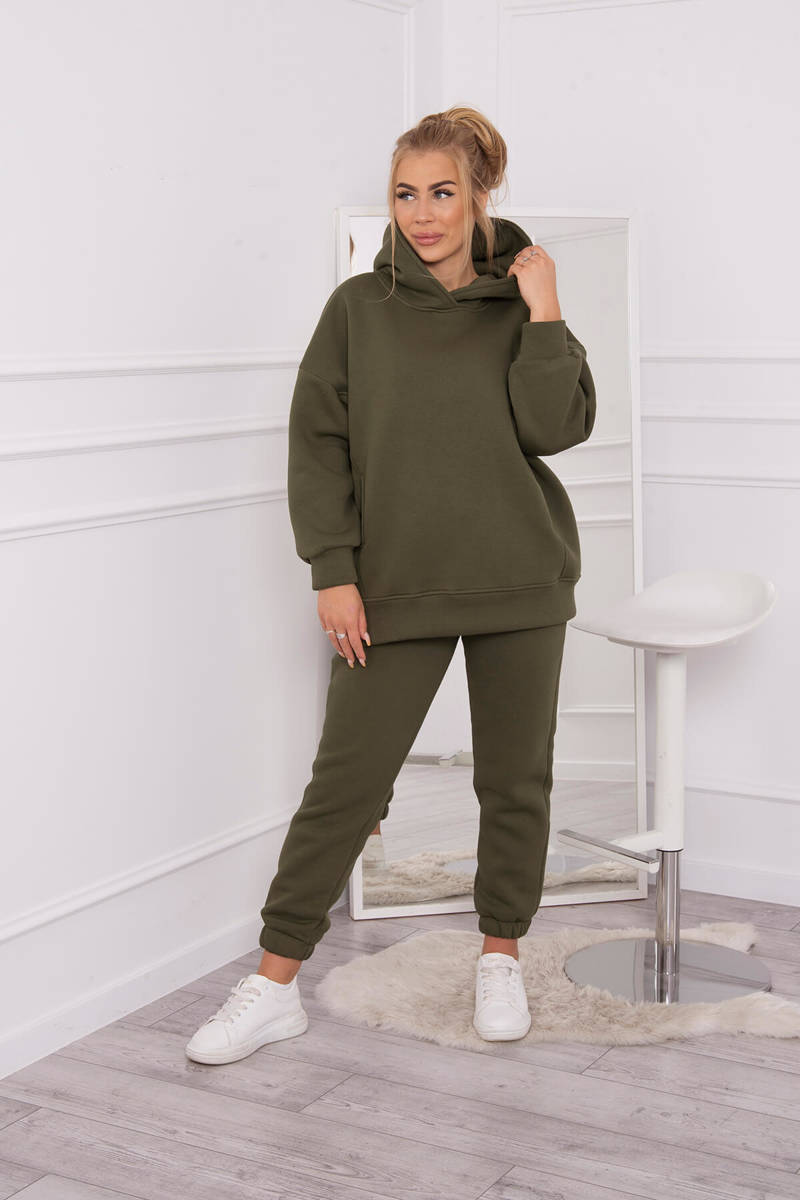 Insulated set with sweatshirt in khaki color