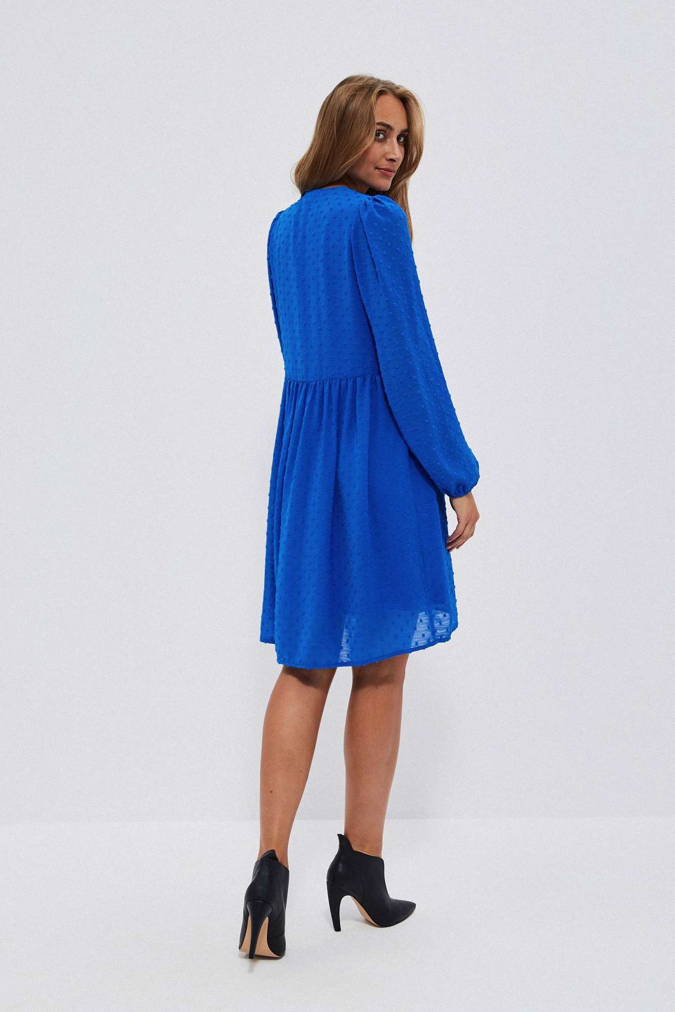 Dress with puffed sleeves - blue