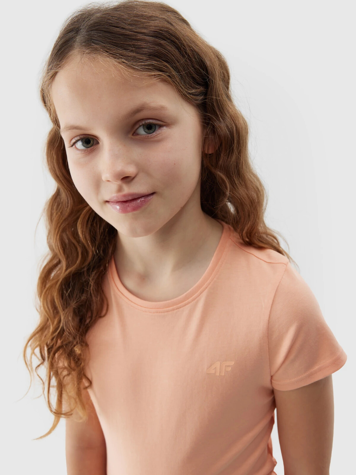 Girls' smooth T-shirt 4F - powder coral