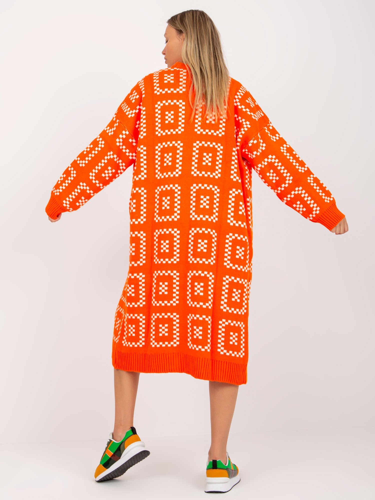 Orange Loose Cardigan With RUE PARIS Patterns