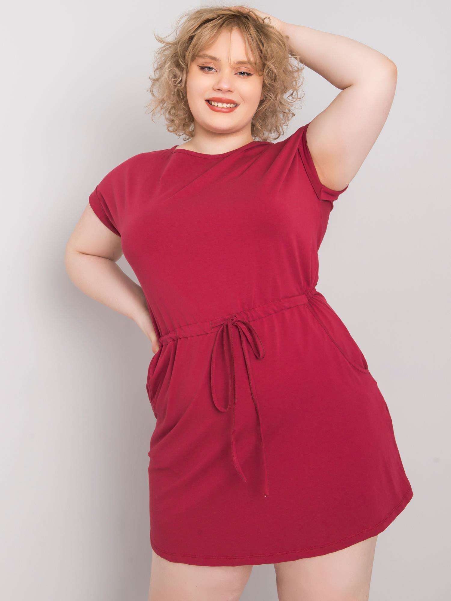 Plus dimensiune rochie din bumbac burgundy