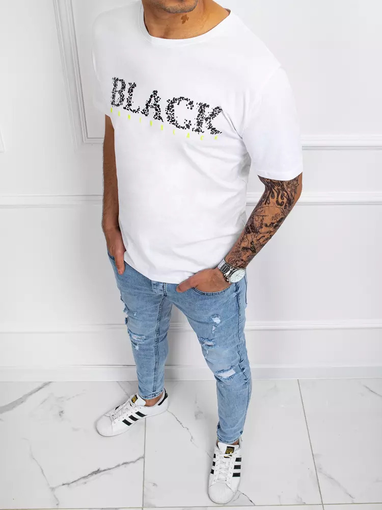 White men's T-shirt Dstreet z with print