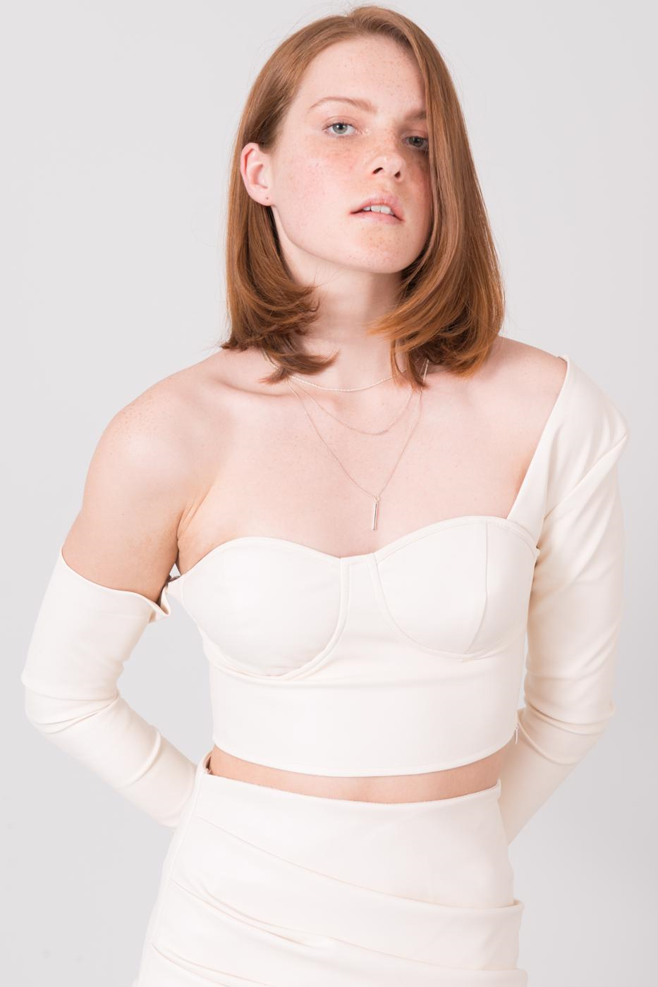 Ecru top made of BSL eco leather