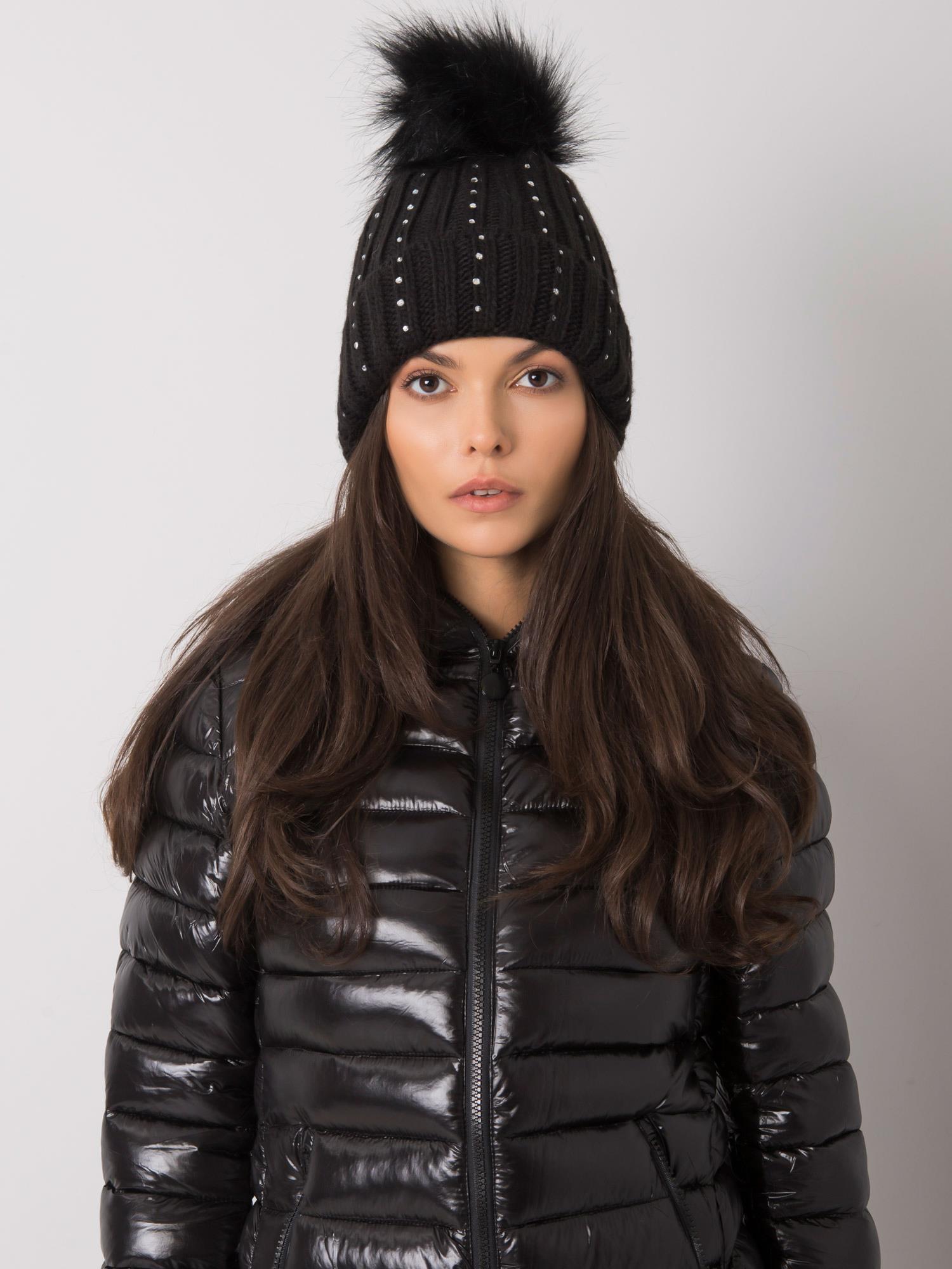 Black insulated hat with applications
