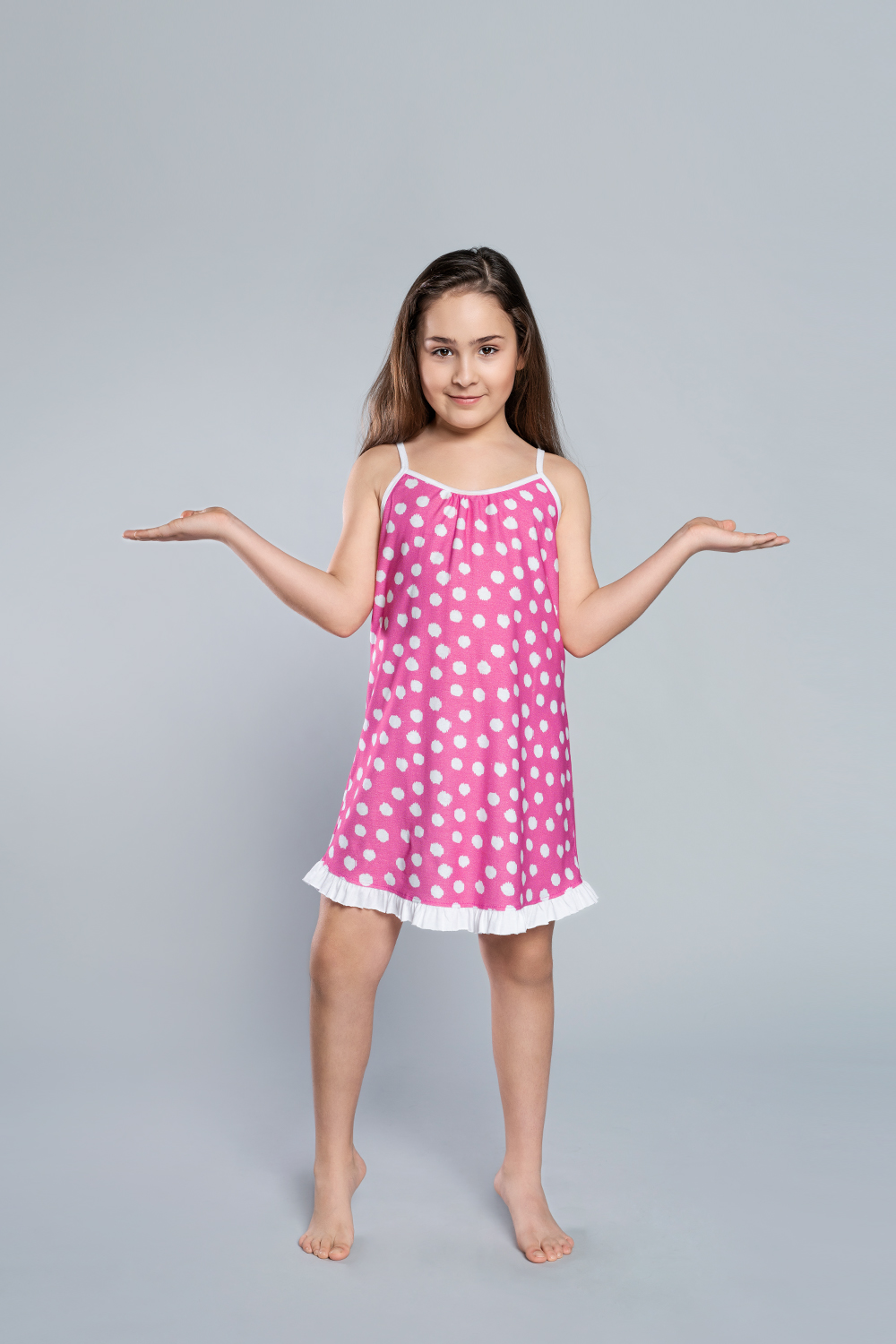 Alka Shirt For Girls With Narrow Straps - Pink Print