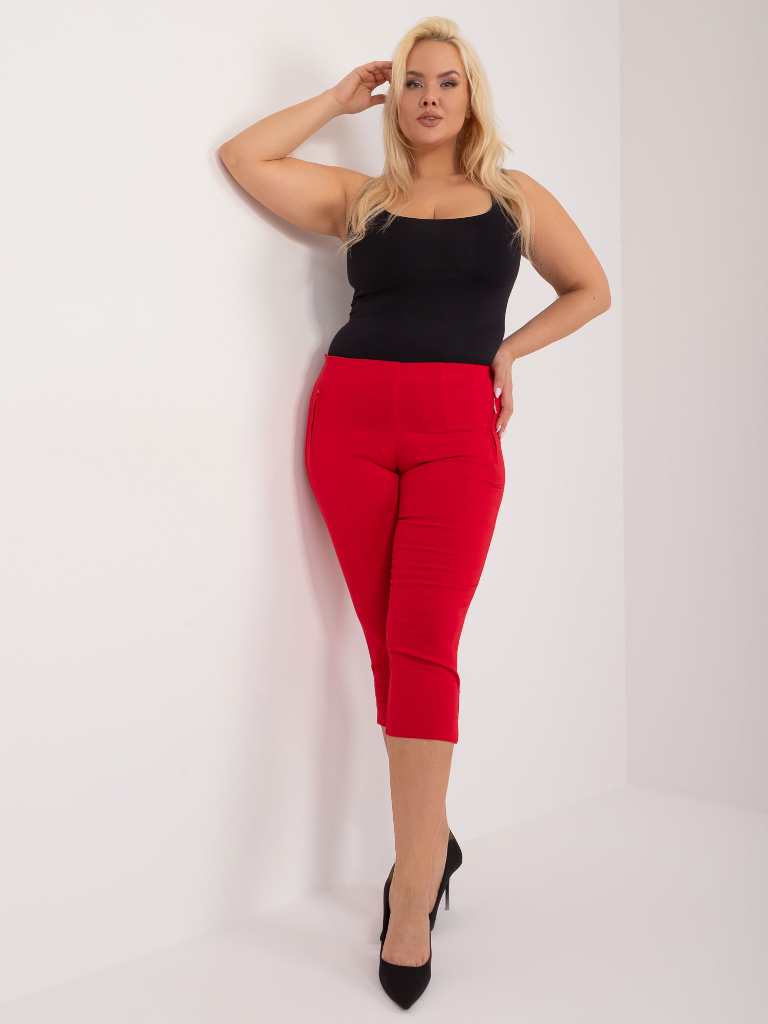 Plus Size Red Fabric Fishing Pants