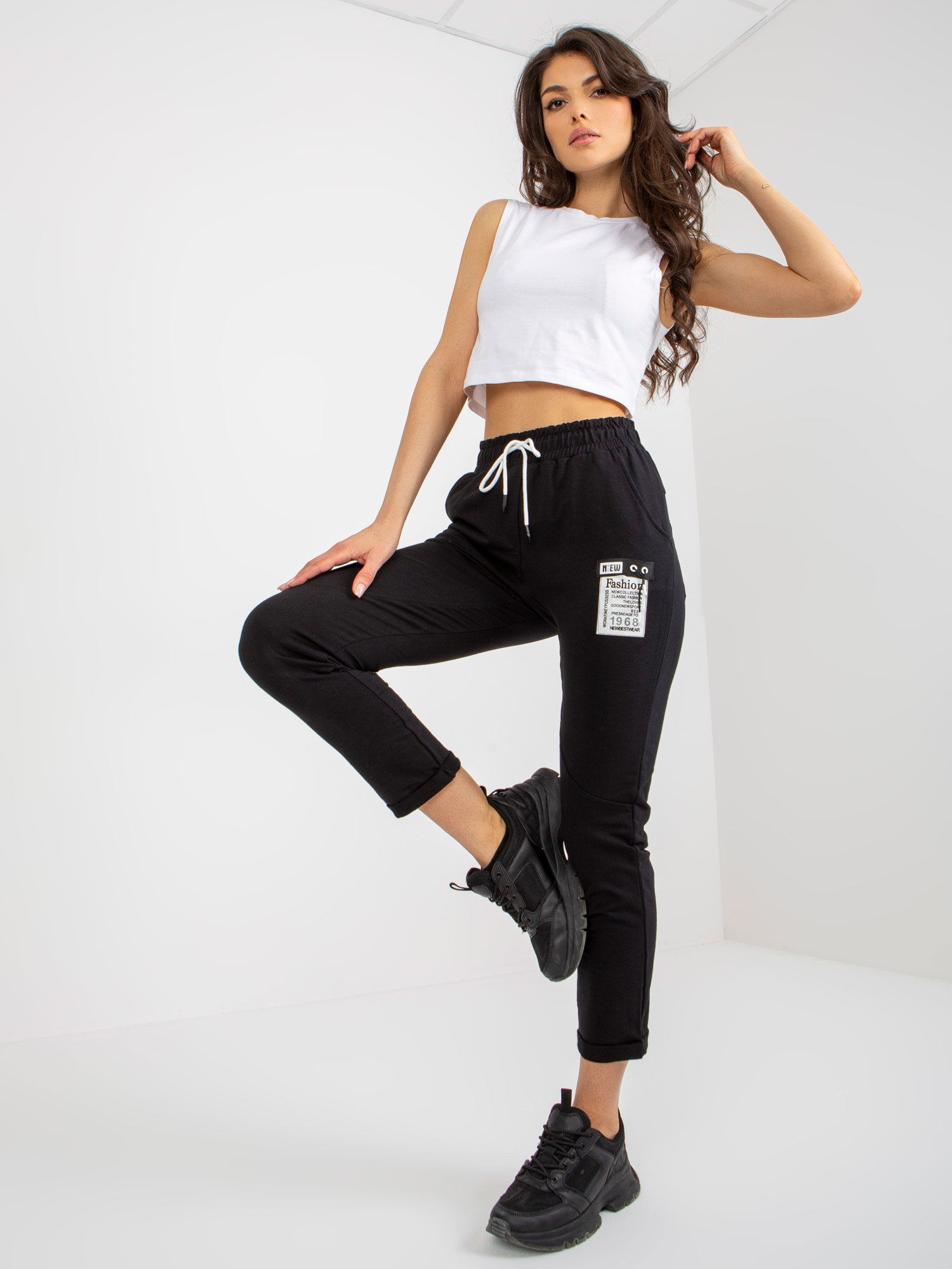 Black Women's Sweatpants With Patch