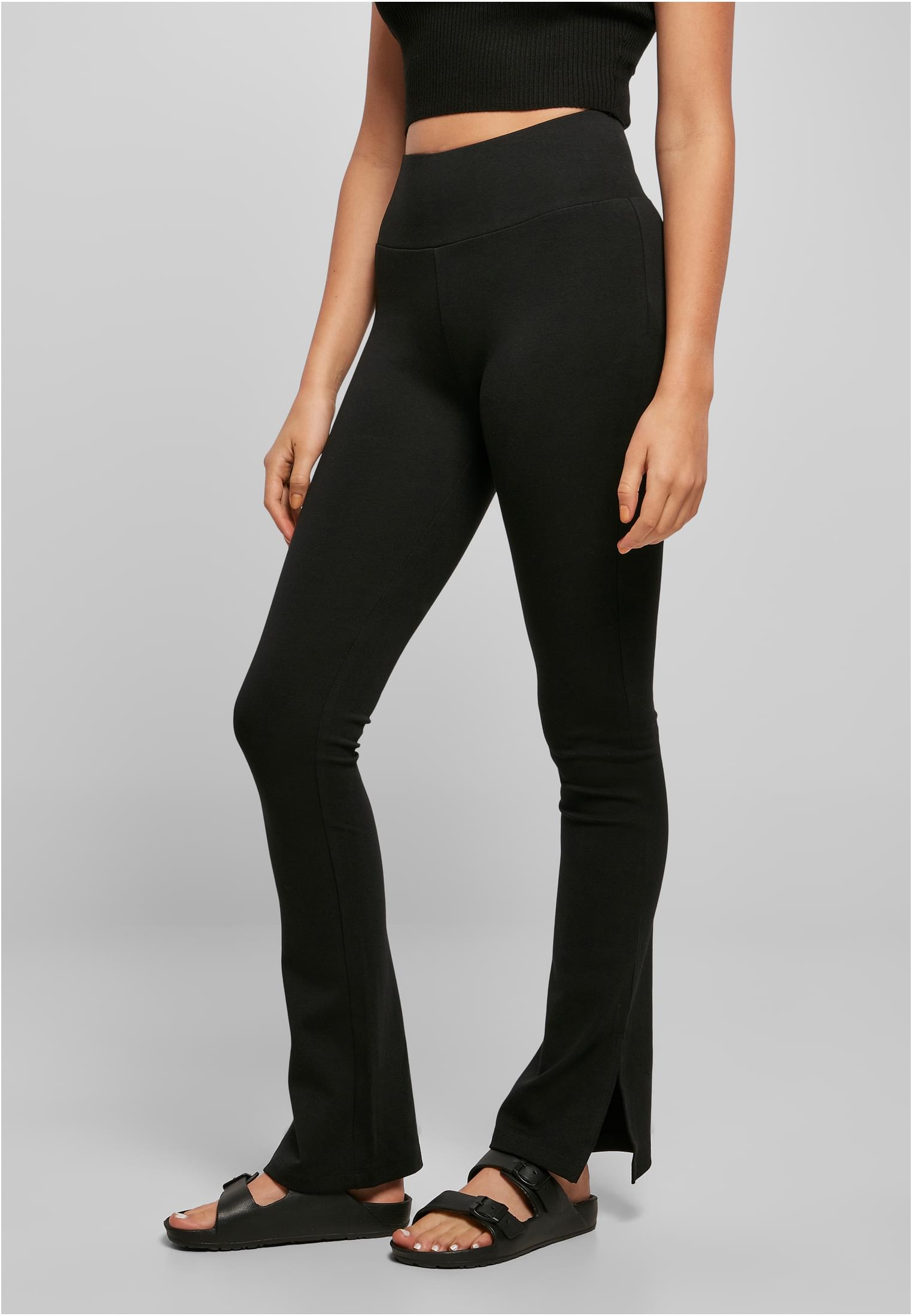 Women's High-waisted Leggings With Side Slit Black