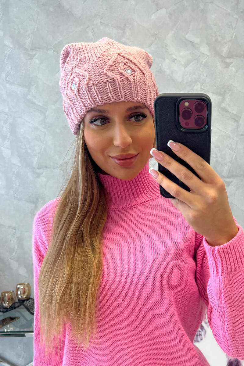 Women's beanie Ramona K383 powder pink