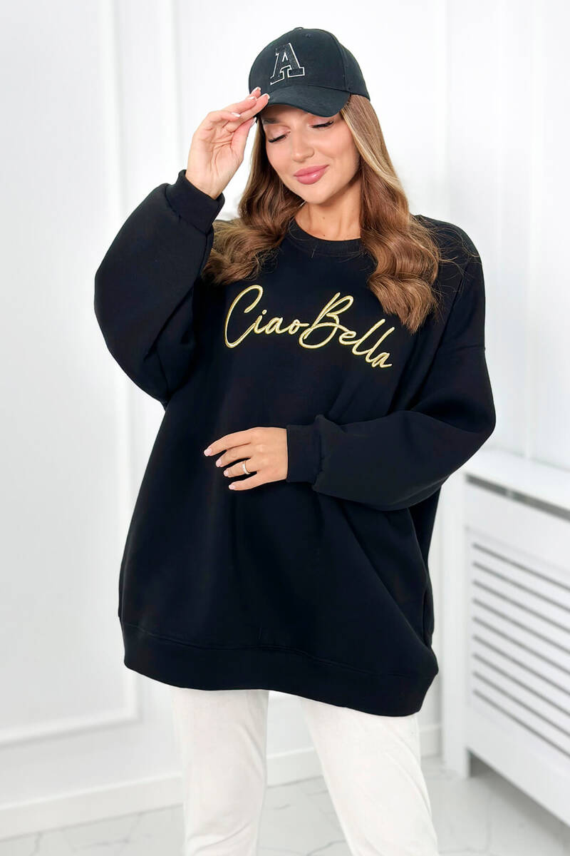 Insulated Sweatshirt With Ciao Bella Black Schwarz Inscription