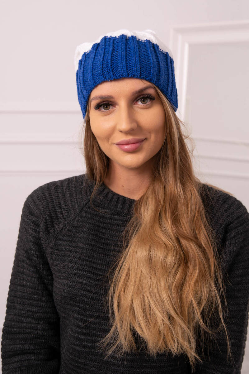Beanie with fleece Milano K203 ecru + cornflower