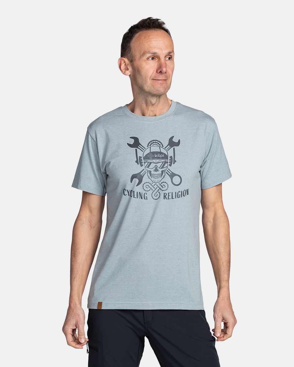 Levně Pánské bavlněné triko Kilpi SKULLY-M Světle šedá