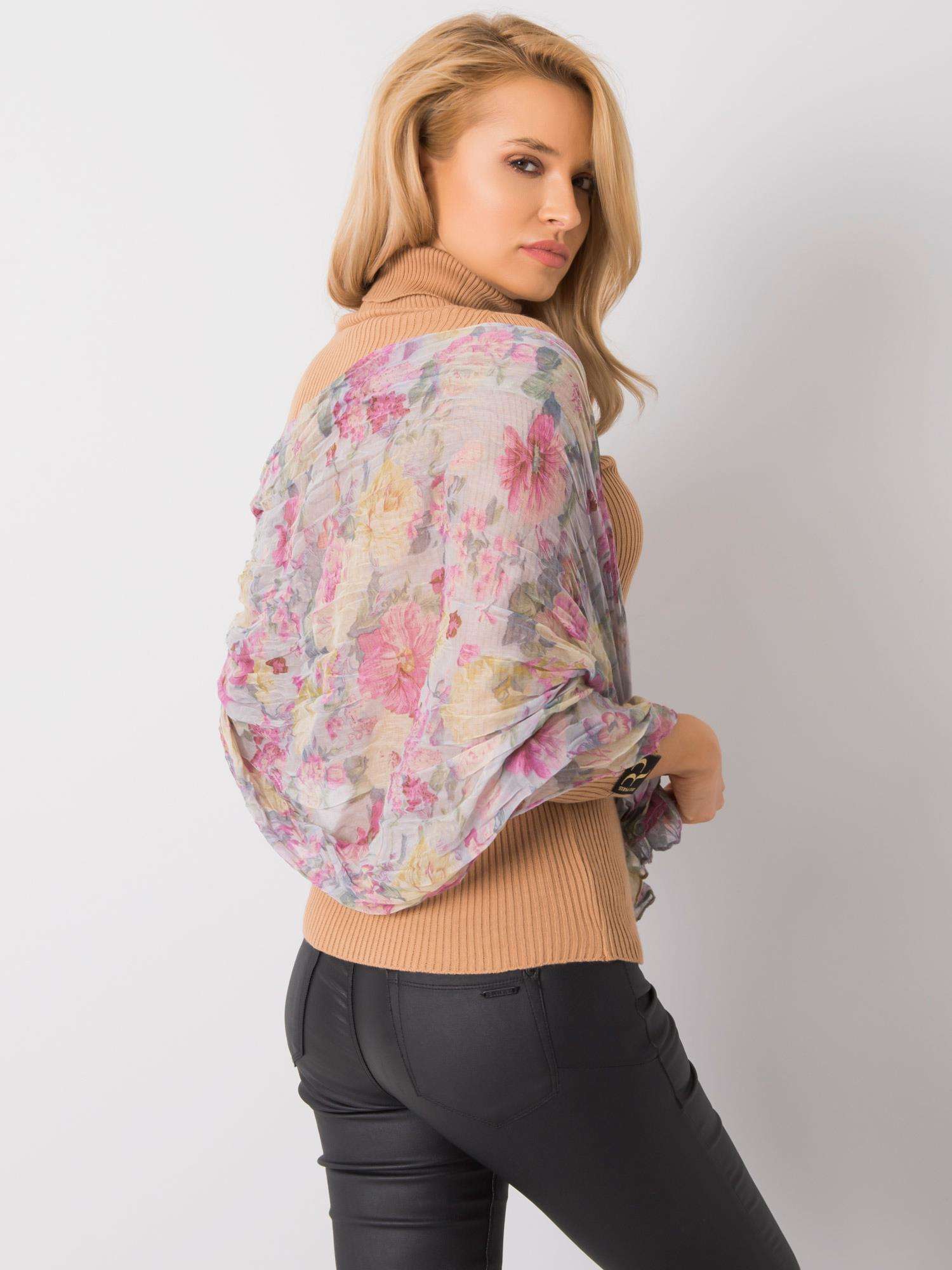 Eșarfă florală gri deschis