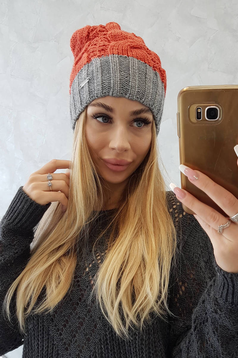 Beanie with fleece Paris K212 foxy+grey