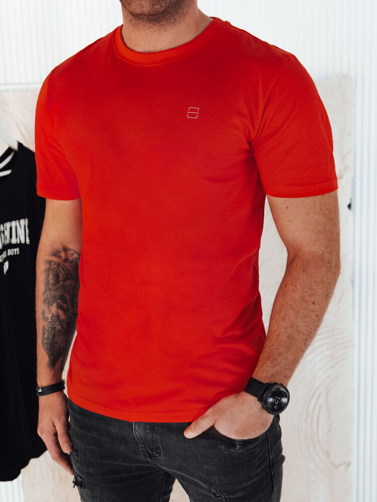 Levně Oranžové pánské tričko s potiskem Dstreet