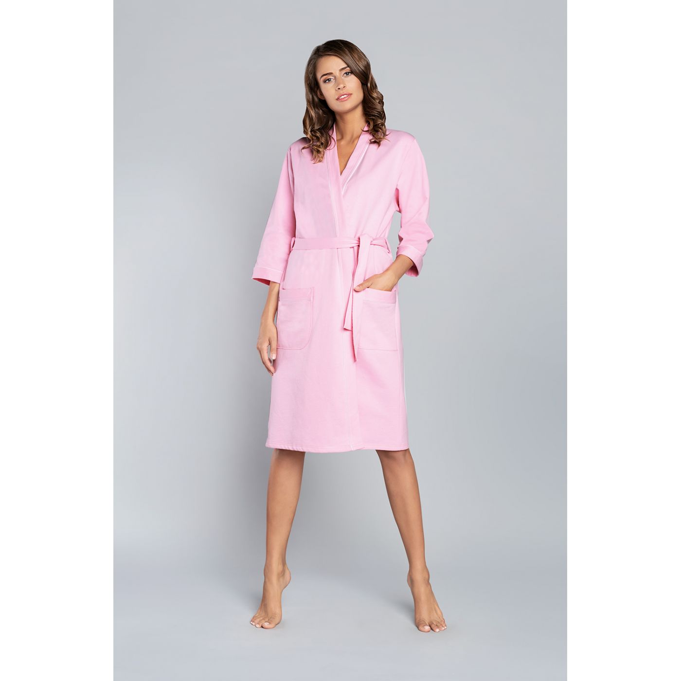 Kalia bathrobe with 3/4 sleeves - pink