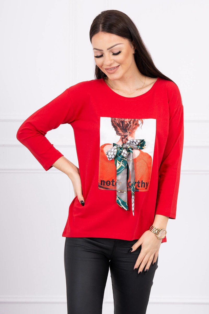 Blouse With 3D Graphics Remarkable Red