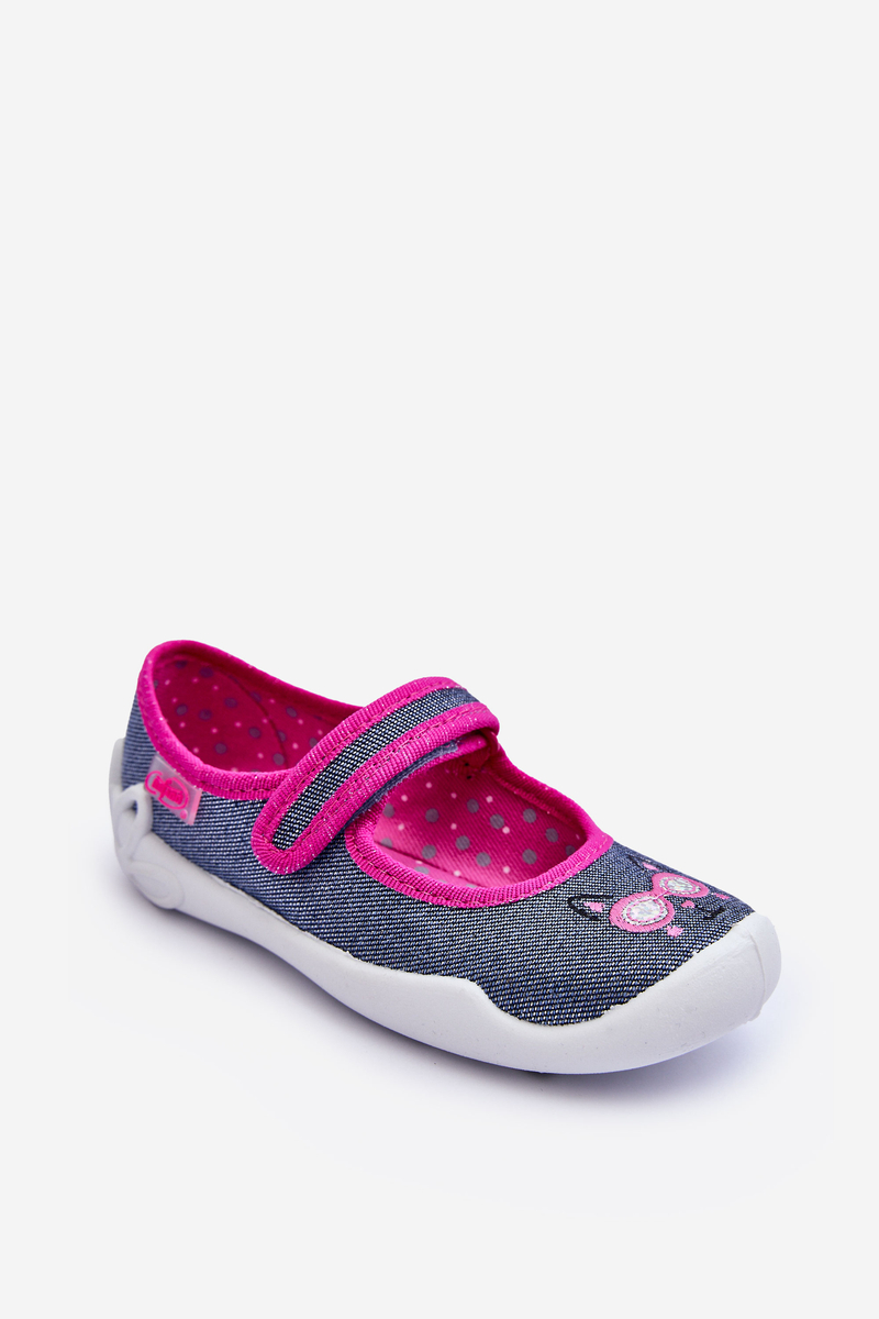 Children's Slippers Ballerina Shiny Befado Navy Blue and Pink