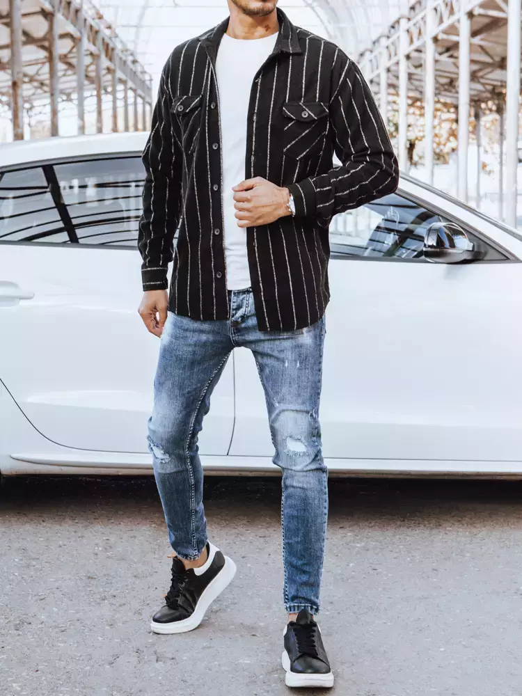 Black Men's Striped Flannel Shirt Dstreet