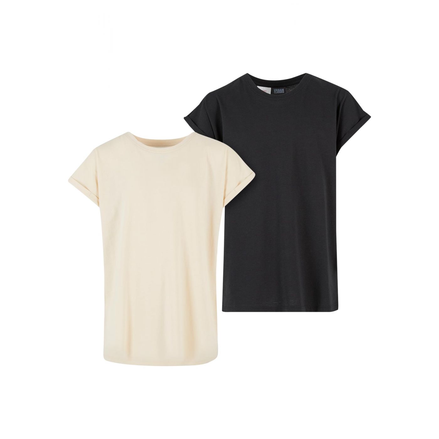 Girls' Extended Shoulder Tee - 2 Pack Cream/Black