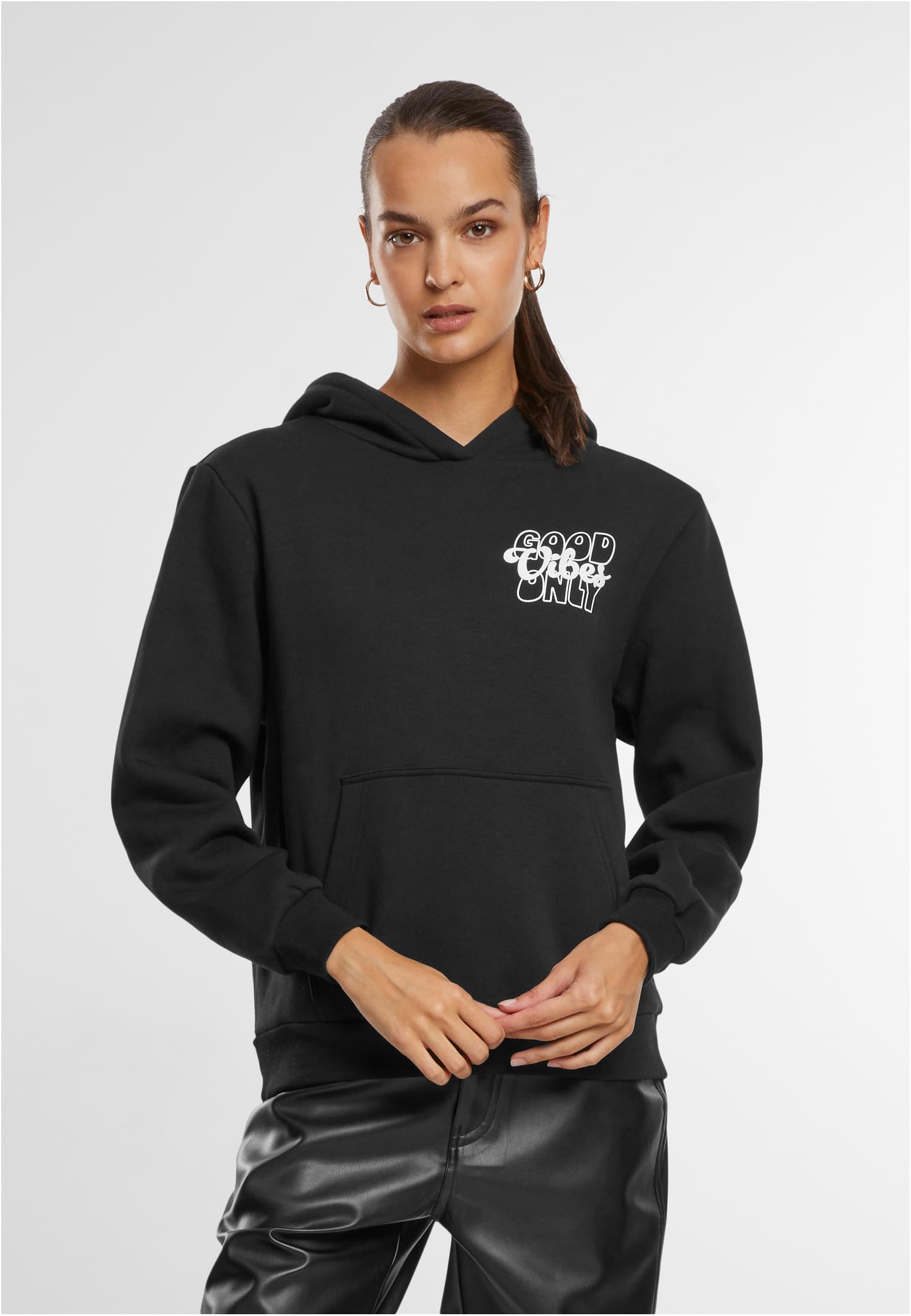 Women's Sweatshirt Good Vibes Puff Print Black