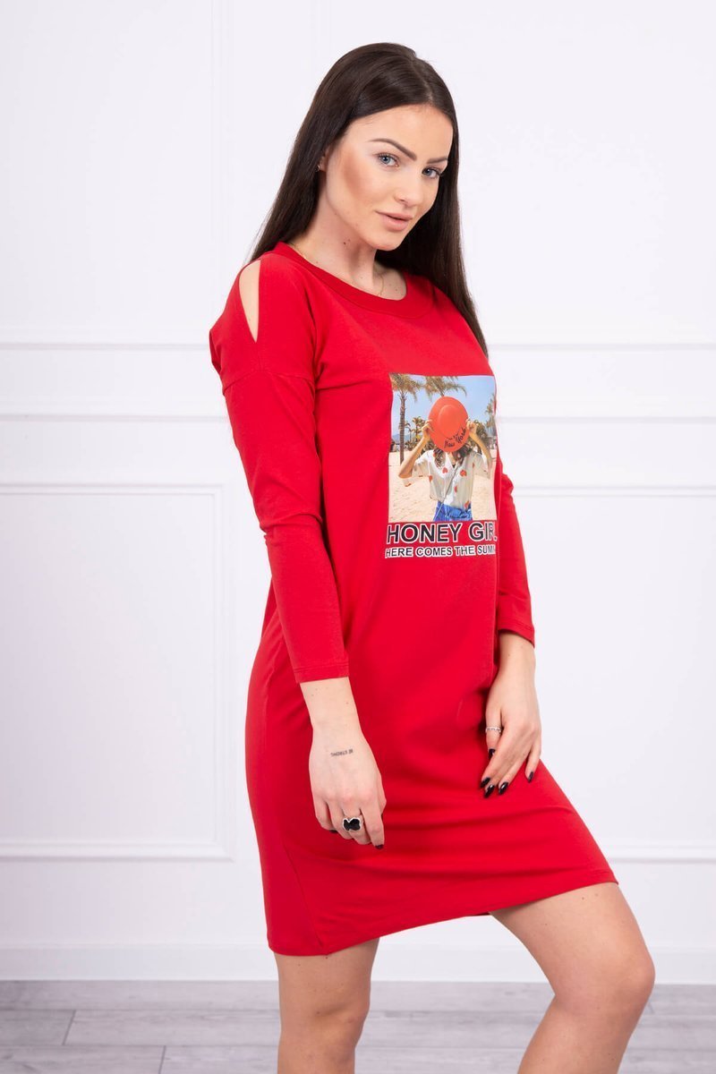 Levně Šaty s potiskem Honey girl červené